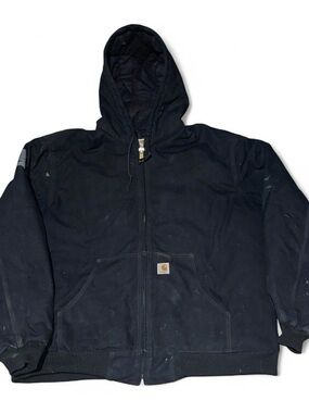 Carhartt J140 BLK Quilt Lined Hooded Jacket Union USA Made